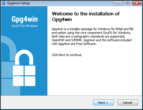 gpg4win installatie welkom